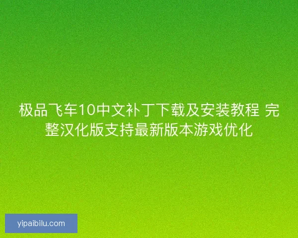 极品飞车10中文补丁下载及安装教程 完整汉化版支持最新版本游戏优化