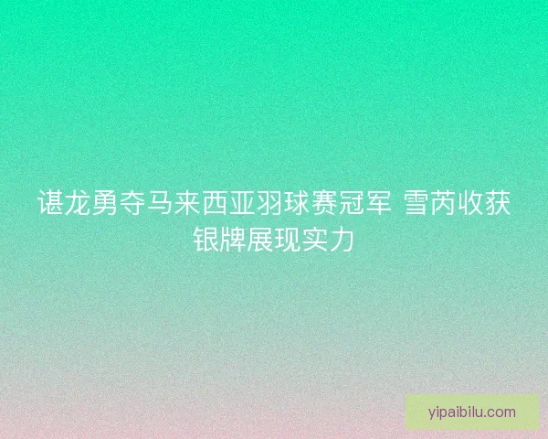 谌龙勇夺马来西亚羽球赛冠军 雪芮收获银牌展现实力 谌龙勇夺马来西亚羽球赛冠军 雪芮收获银牌展现实力