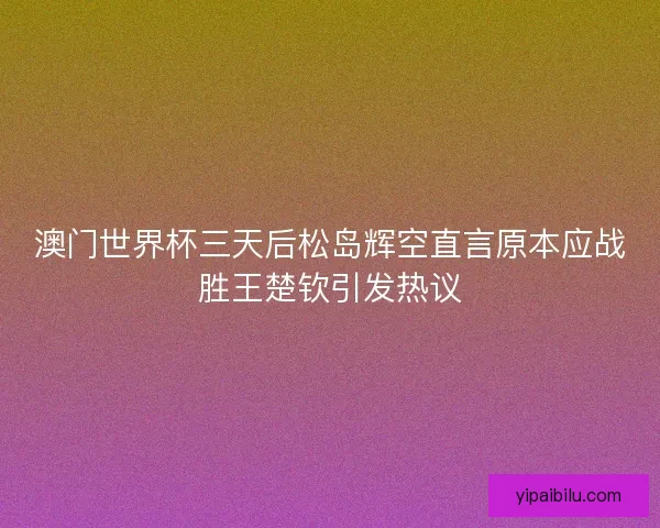 澳门世界杯三天后松岛辉空直言原本应战胜王楚钦引发热议