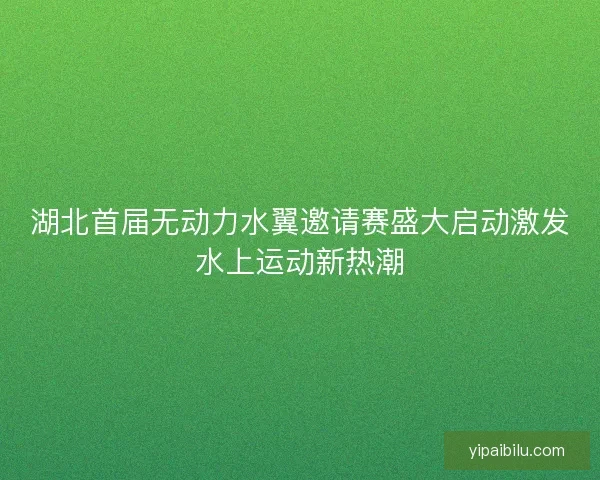 湖北首届无动力水翼邀请赛盛大启动激发水上运动新热潮