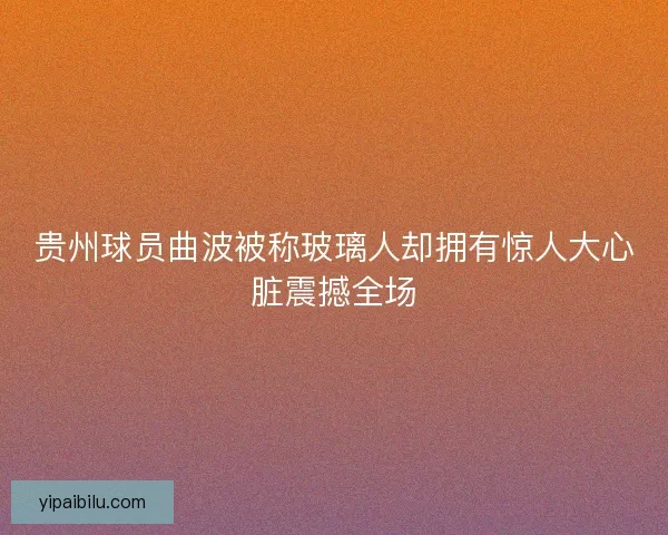贵州球员曲波被称玻璃人却拥有惊人大心脏震撼全场